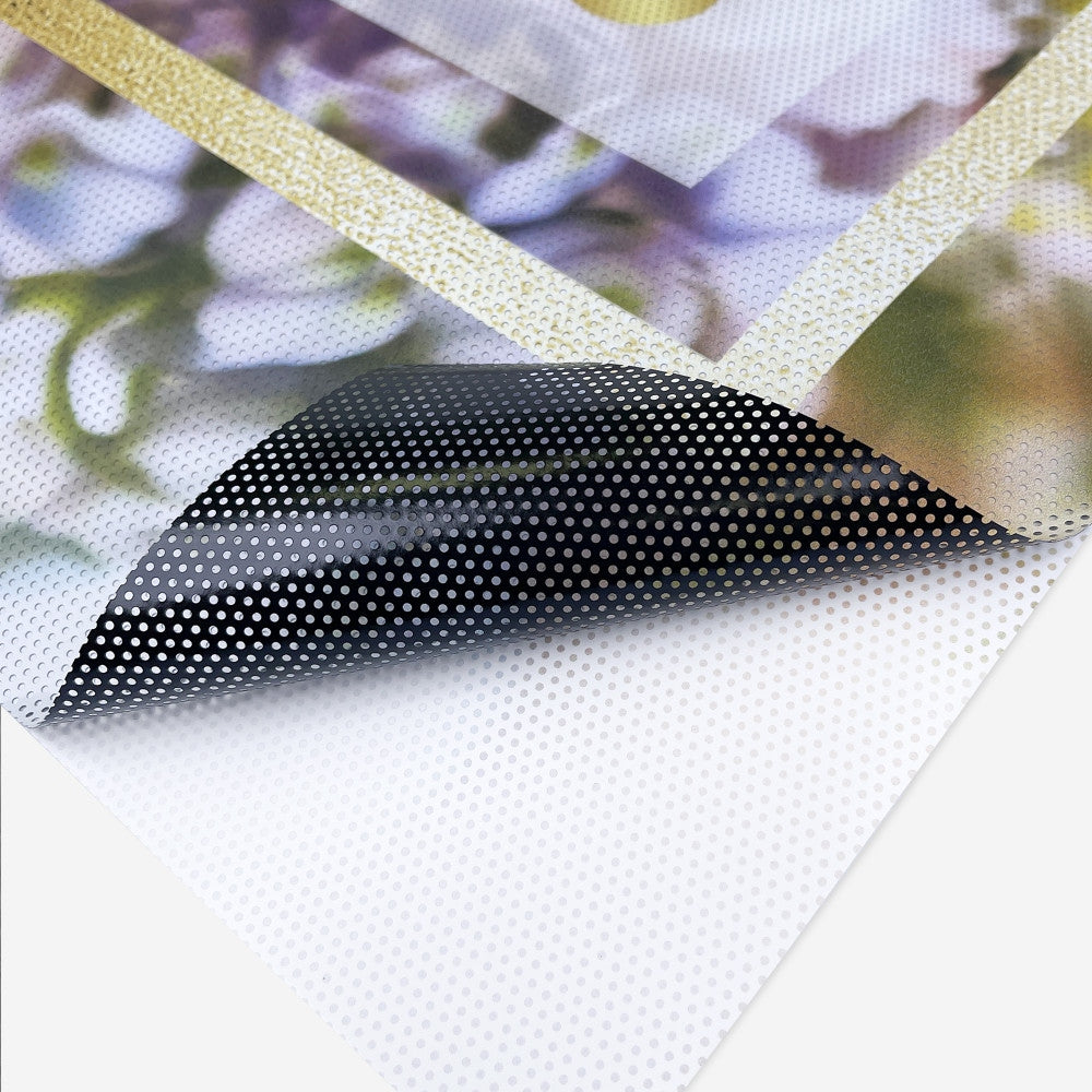 Adhesive Window Perf 70/30 perforation with black adhesive backing