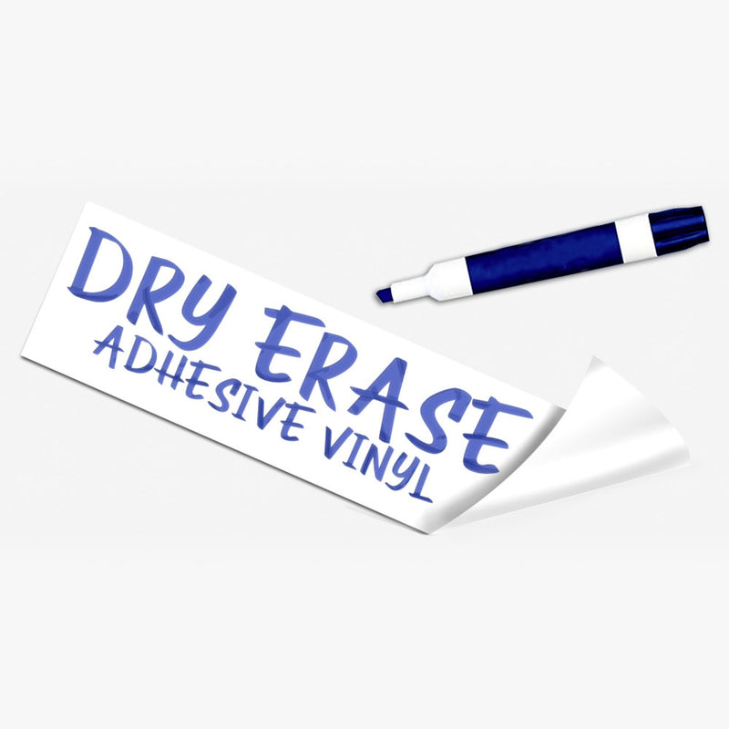 Dry Erase Adhesive Vinyl peel sample with dry erase marker