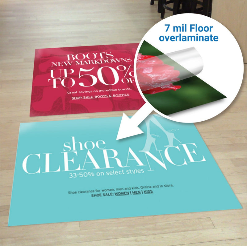 Floor Graphics retail clearance sample with 7 mil lamination callout