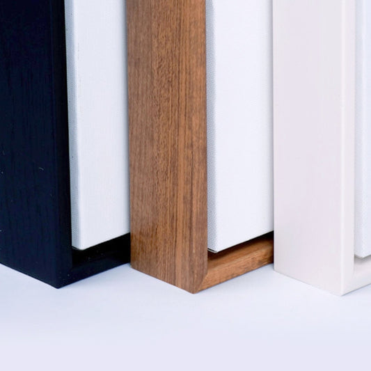 Framed Canvas frame color options — Black, Wood, and White