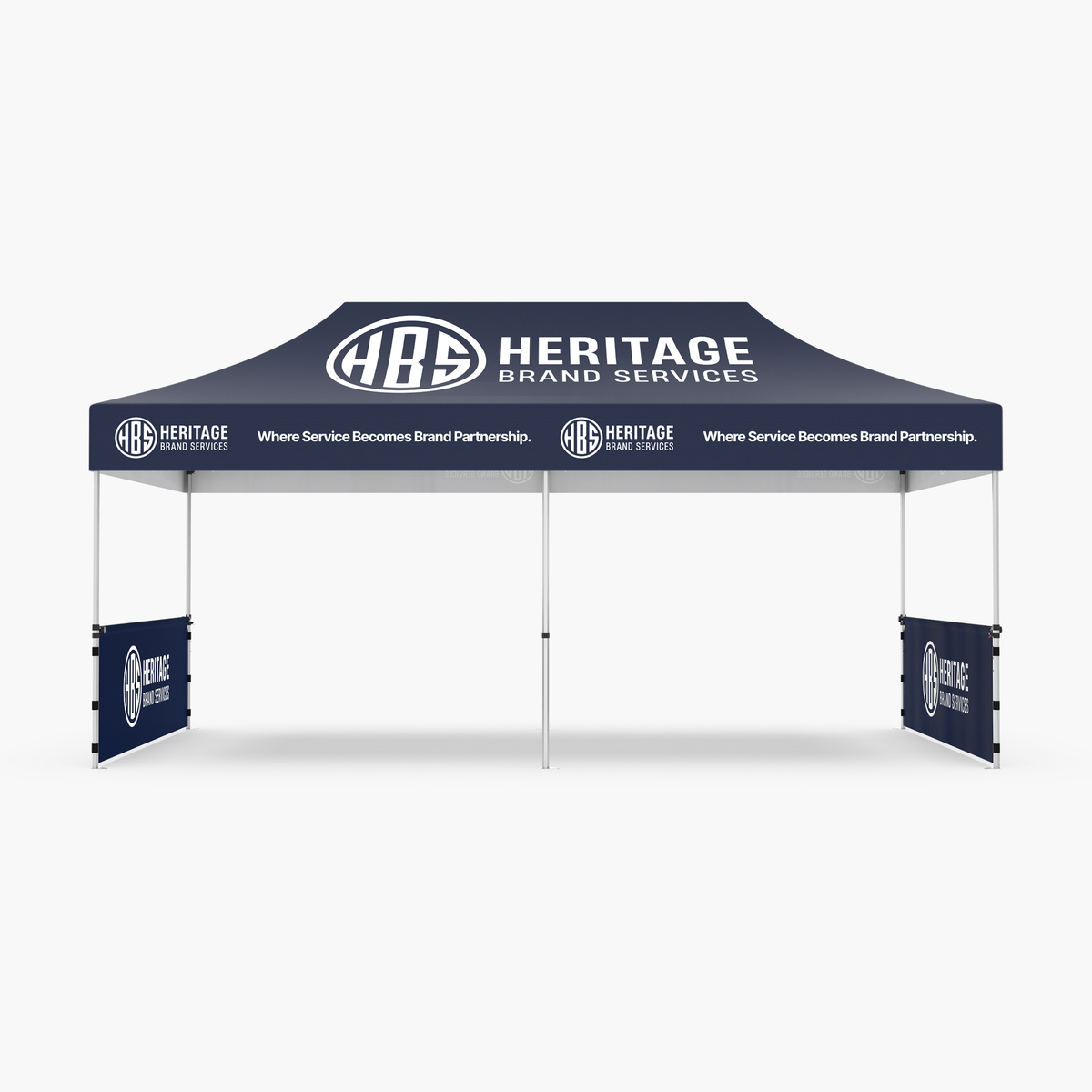 13x20 canopy half wall front view, 50mm frame
