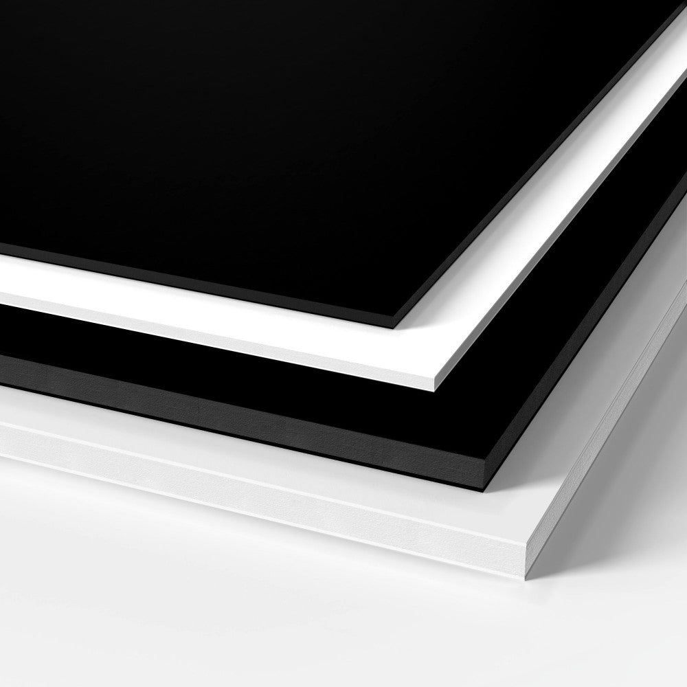 1/2" GatorFoam substrate stack — thicker reinforced rigid panel in black and white core options