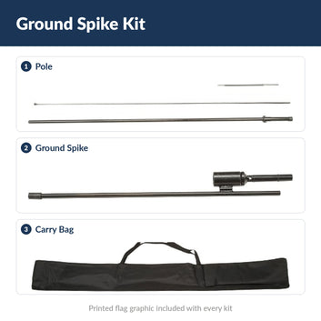 Ground Spike Kit contents: pole, ground spike and carry bag