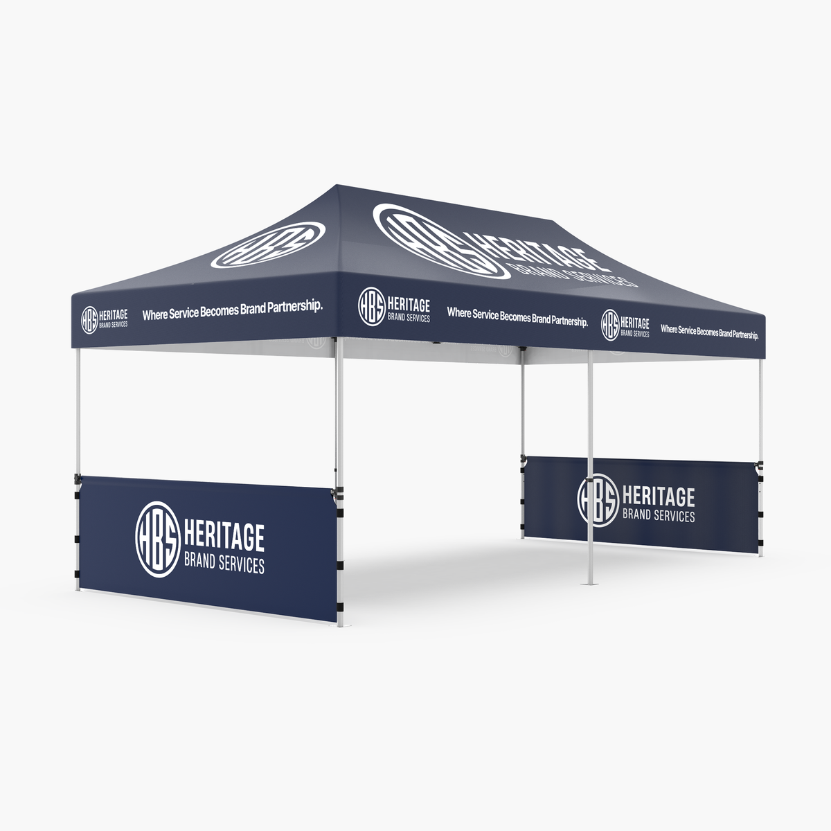 13x20 canopy half wall side view, 50mm frame